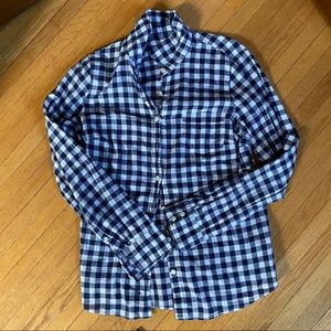 Navy/white plaid button down shirt